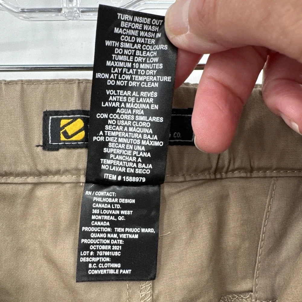 B.C. Clothing Co. Men's Tan Attached Belt Convertible Cargo‎ Pants Size 2XL/32